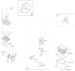 Pump Parts Diagram and Parts List for VX402700  Campbell Hausfeld Compressor